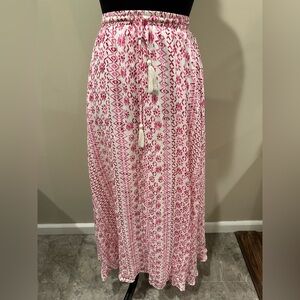 Lulu's Pink and White Smocked Maxi Skirt Resort Wear
